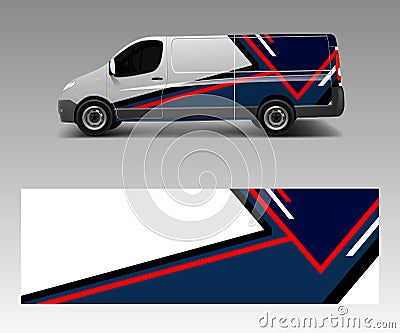 Cargo van wrap vector, Graphic abstract stripe designs for wrap branding vehicle Vector Illustration