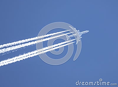 Cargolux Boeing 747 with contrails Stock Photo