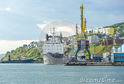 The cargoship in port Stock Photo