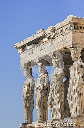 The Cariatides of the Erechtheum on the Acropolis Stock Photo