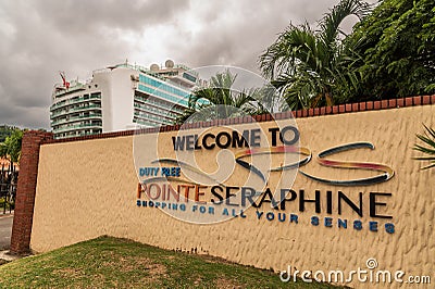 Pointe Seraphine sign, Castries, St Lucia Editorial Stock Photo