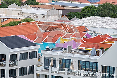 Waterfront buildings roofs in Kralendijk, Bonaire Editorial Stock Photo