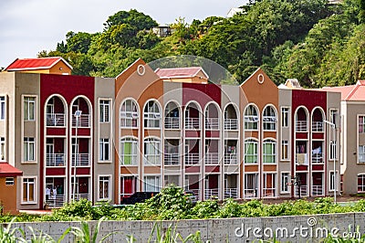 Modern housing outside Roseau, Dominica Editorial Stock Photo