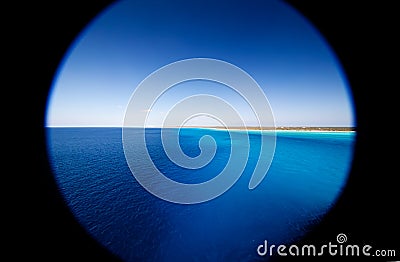 Caribbean Island through peephole Stock Photo