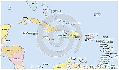 Caribbean Islands Map Vector Illustration