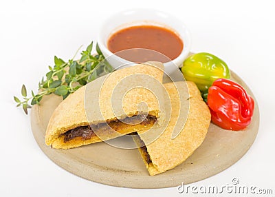 Caribbean Jerk Beef Patty Stock Photo