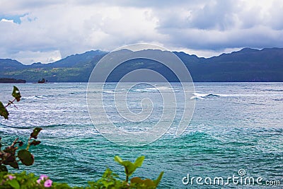 Caribbean landscape in rainy cloudy weather Stock Photo