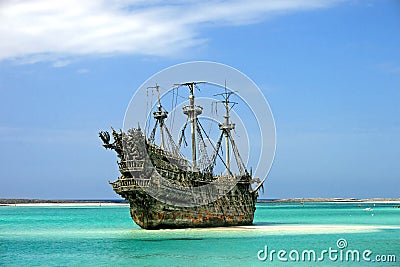 Caribbean Pirate Ship Stock Photo