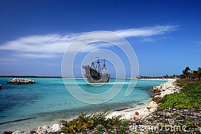 Caribbean Pirate Ship Stock Photo