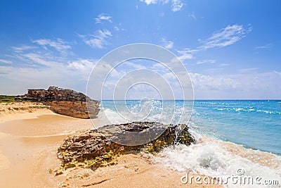 Caribbean Sea beach in Playa del Carmen Stock Photo