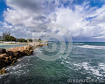 Caribbean Sea at Runaway Bay, Jamaica Stock Photo