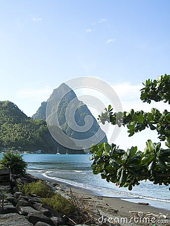 Caribbean view twin piton Soufrier Stock Photo