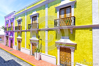 Caribbean Village. Colored houses Cartoon Illustration