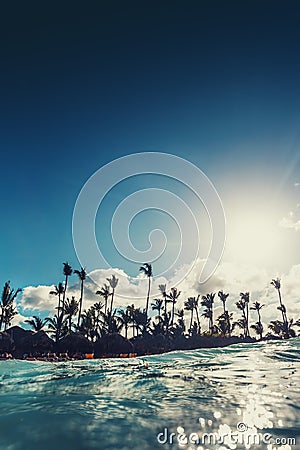 Caribbean wild beach, Punta Cana Stock Photo