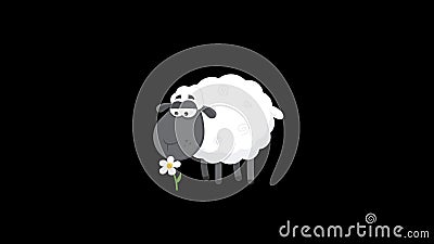 Caricatura De Una Oveja Negra Adorable Comiendo Una Flor Almacen De Video -  Vídeo de animado, animal: 207433109