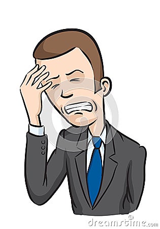 Caricature businessman with headache Vector Illustration