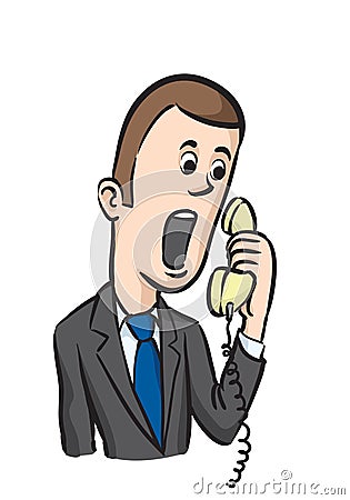 Caricature businessman on the phone Vector Illustration