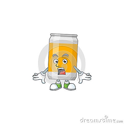 A caricature concept design of beer can with a surprised gesture Vector Illustration