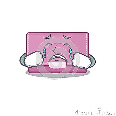 Caricature design of womens wallet having a sad face Vector Illustration