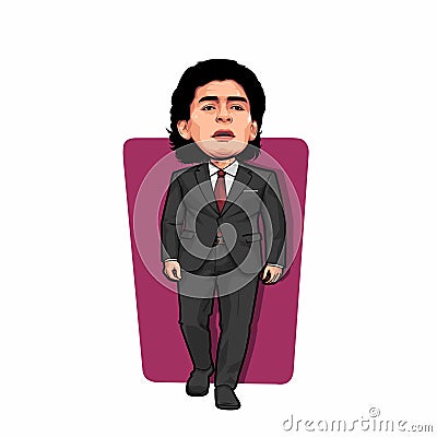 Caricature of Diego Maradona in Formal Suit, Vector Potrai Vector Illustration