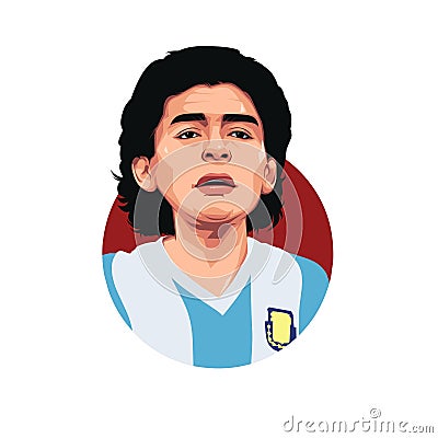 Caricature of Diego Maradona, profesional football player in Argentina Vector Illustration