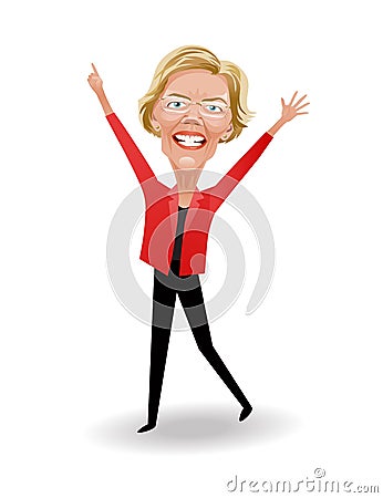 Caricature of Elizabeth Warren, democratic presidential candidate in the 2020 United States presidential election. Vector Illustration
