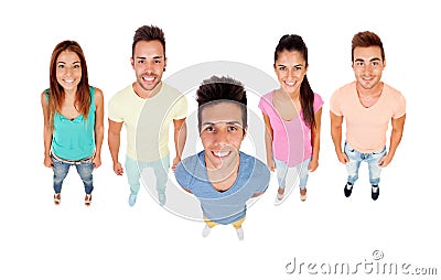 Caricature of happy friends with big heads Stock Photo