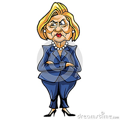 Caricature of Hillary Clinton, United States Democratic Presidential Candidate Vector Illustration