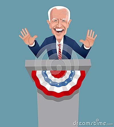 Caricature of Joe Biden, Democratic presidential candidate in the 2020 United States presidential election. Vector Illustration