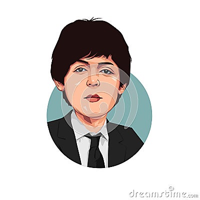 Caricature of Paul McCartney, the Beatles Vector Illustration