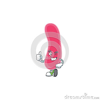 Caricature picture of fusobacteria with Thumbs up finger Vector Illustration