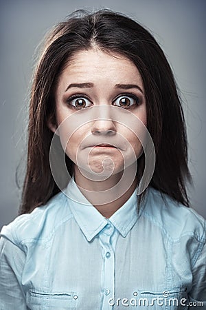 Caricature portrait of a frustrated girl Stock Photo