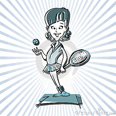 Caricature of tennis player woman cartoon Stock Photo