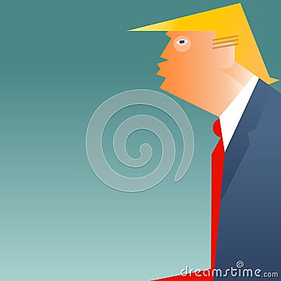 Caricature of United States president Donald Trump Vector Illustration