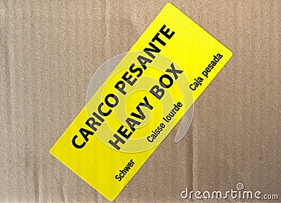 Carico pesante heavy box label Stock Photo