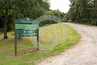 Carie hiking area sign in Scotland Editorial Stock Photo