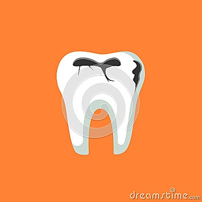 Caries dental problems. Tooth with caries icon. Big hole in the human teeth on isolated background. EPS 10 vector Vector Illustration