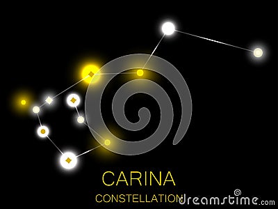 Carina constellation. Bright yellow stars in the night sky. A cluster of stars in deep space, the universe. Vector illustration Vector Illustration