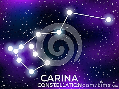 Carina constellation. Starry night sky. Cluster of stars and galaxies. Deep space. Vector Vector Illustration