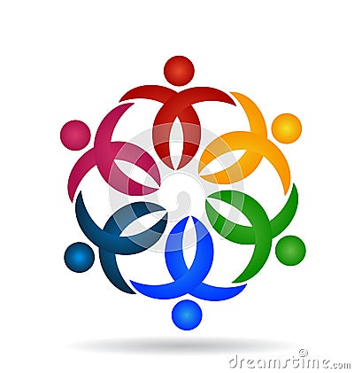 Caring people teamwork, flower shape icon vector Vector Illustration