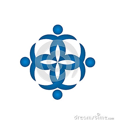 Caring people teamwork, flower shape icon vector Vector Illustration