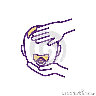 Caring for sick baby RGB color icon Vector Illustration