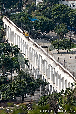 Carioca Aqueduct From Above n Rio de Janeiro Stock Photo