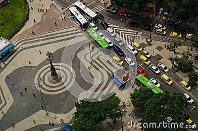 Carioca Square and Busy Street View From Above Editorial Stock Photo