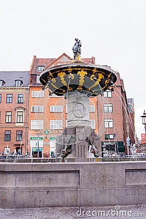 The Caritas Well, Copenhagen Editorial Stock Photo