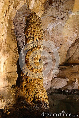 Carlsbad Caverns Stalactite-Stalagmite Column Stock Photo