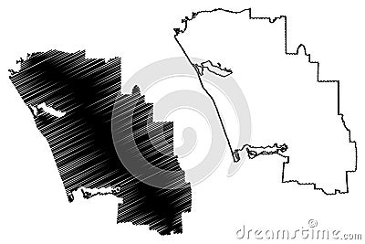 Carlsbad City, CaliforniaUnited States cities, United States of America, usa city map vector illustration, scribble sketch City Vector Illustration