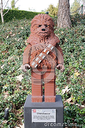 CARLSBAD, US, FEB 6: Star Wars Chewbacca Minifigure made with le Editorial Stock Photo