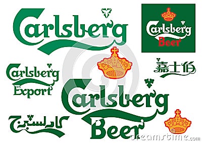 Carlsberg Beer Etiquette vector illustration poster template Cartoon Illustration