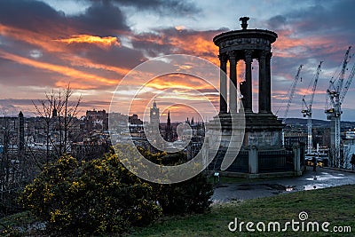 Carlton Hill in Edinburgh at sunset Editorial Stock Photo